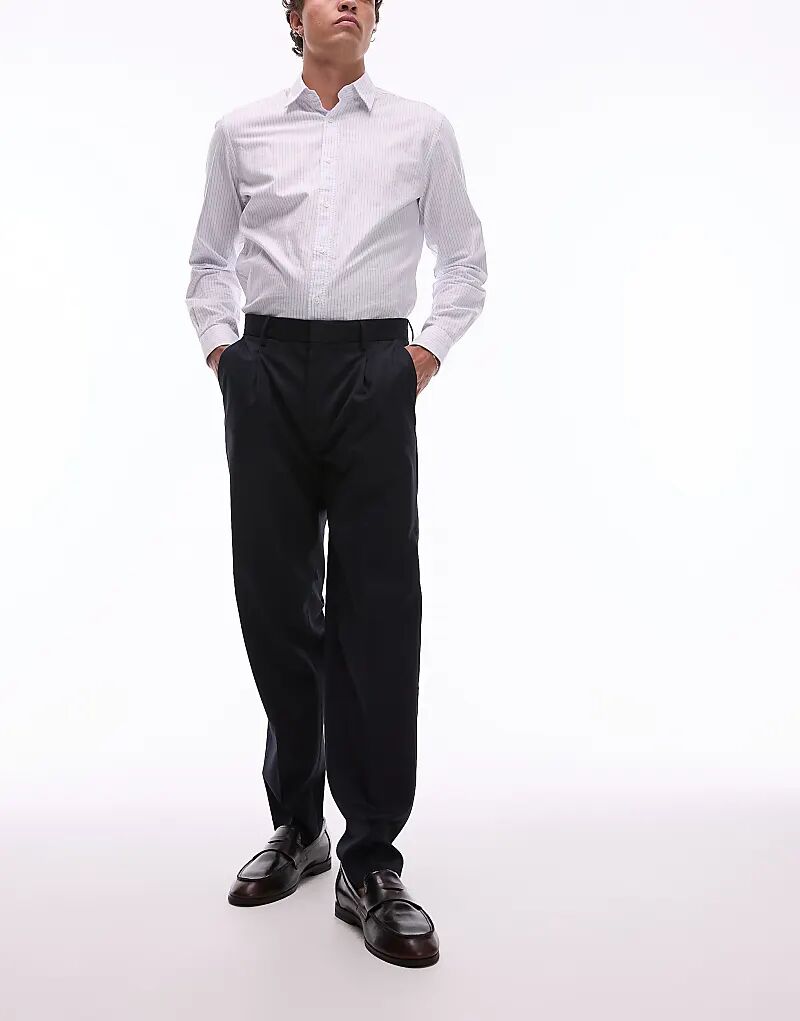 Элегантные зауженные брюки темно-синего цвета Topman
Элегантные зауженные брюки темно-синего цвета Topman