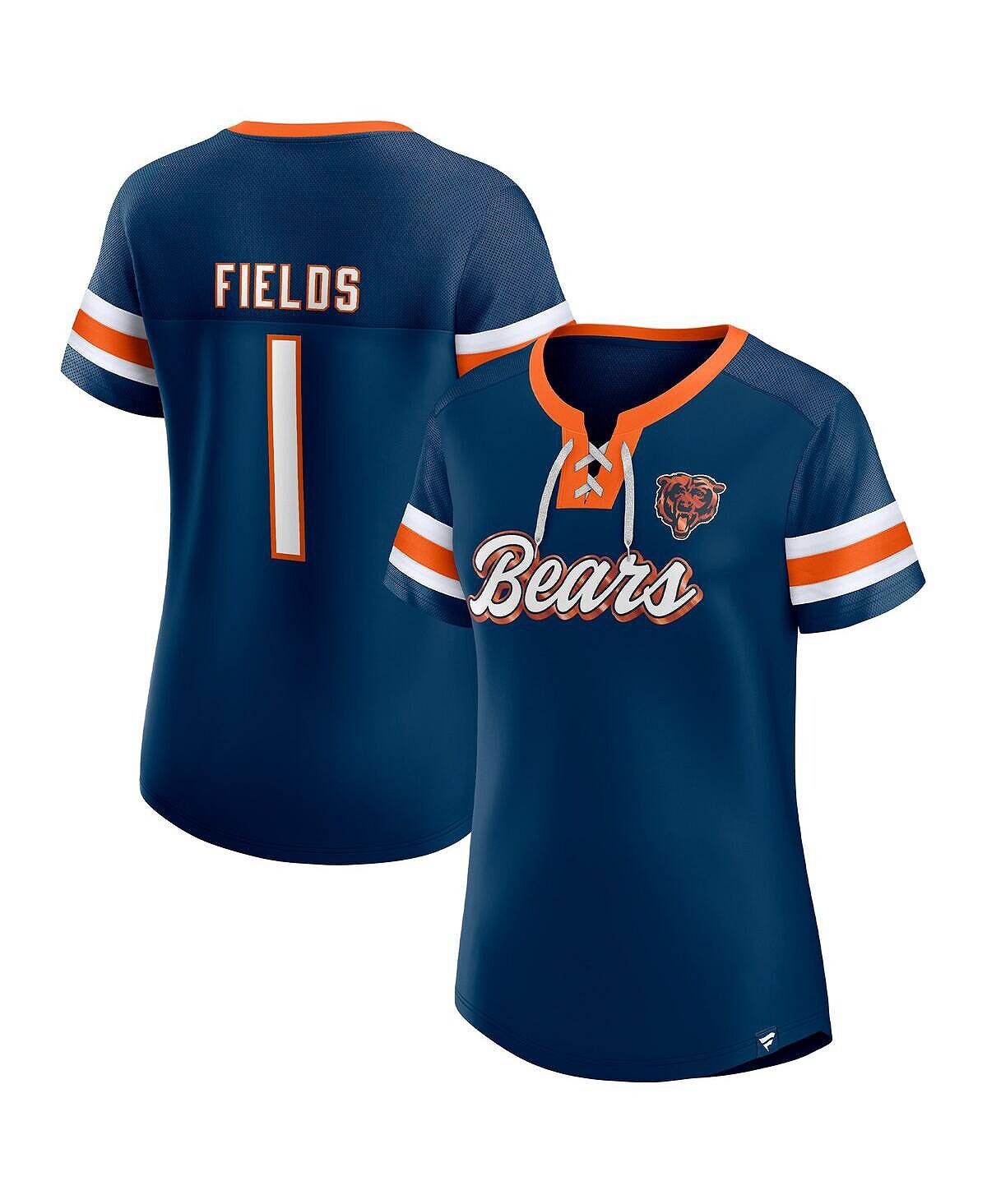 Женская футболка темно-синего цвета с логотипом Justin Fields Chicago Bears Athena, именем и номером, с вырезом на шее Fanatics, темно-синий
Женская футболка темно-синего цвета с логотипом Justin Fields Chicago Bears Athena, именем и номером, с вырезом на шее Fanatics, темно-синий