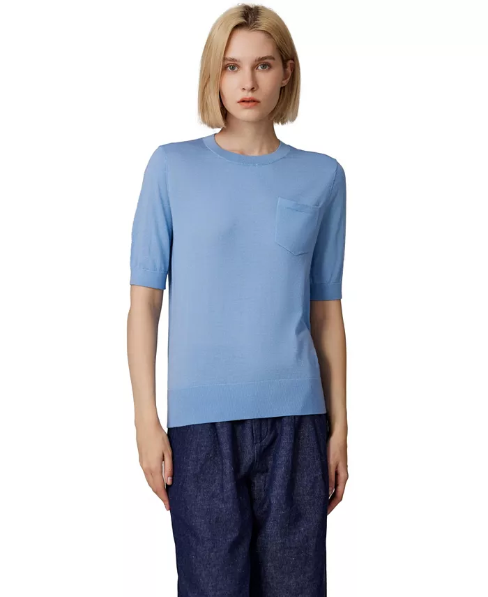 Женская футболка с круглым вырезом и короткими рукавами, плотность ткани 75% мериносовой шерсти, 25% шелка | Ультрамягкие свитера, пригодные для машинной стирки JENNIE LIU, синий
Женская футболка с круглым вырезом и короткими рукавами, плотность ткани 75% мериносовой шерсти, 25% шелка | Ультрамягкие свитера, пригодные для машинной стирки JENNIE LIU, синий