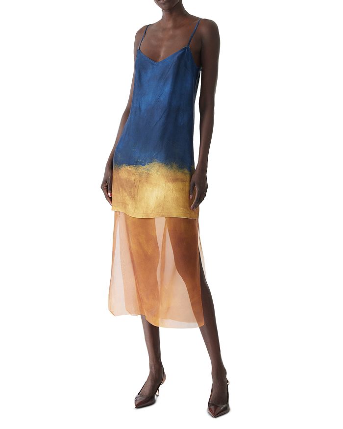 Платье-комбинация с нарисованной полоской Jason Wu Collection, синий 
Платье-комбинация с нарисованной полоской Jason Wu Collection, синий