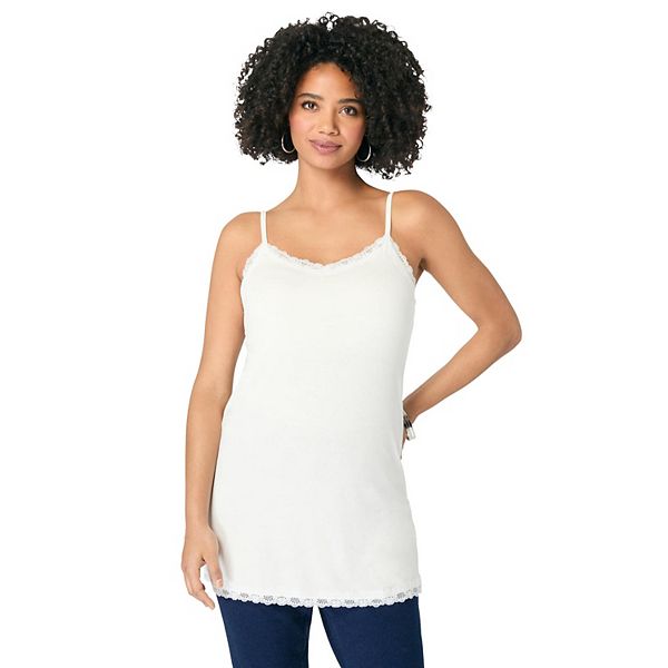 Женская плюс сайз майка с кружевной отделкой и регулируемыми бретелями Roaman'S, White
Женская плюс сайз майка с кружевной отделкой и регулируемыми бретелями Roaman'S, White