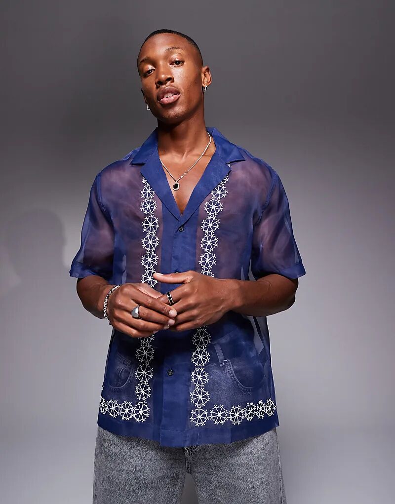 Рубашка ASOS DESIGN Revere из органзы синего цвета с вышитой каймой
Рубашка ASOS DESIGN Revere из органзы синего цвета с вышитой каймой