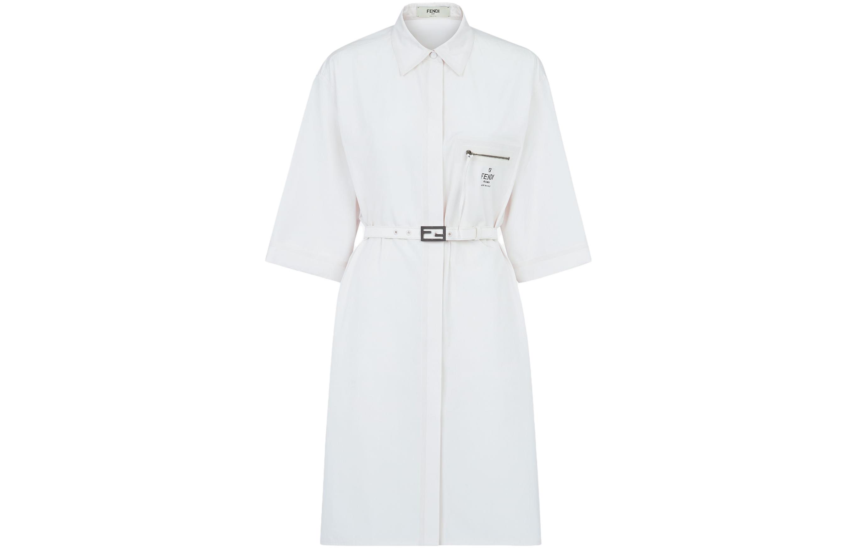 Хлопковое платье-рубашка с поясом FENDI, белый
Хлопковое платье-рубашка с поясом FENDI, белый