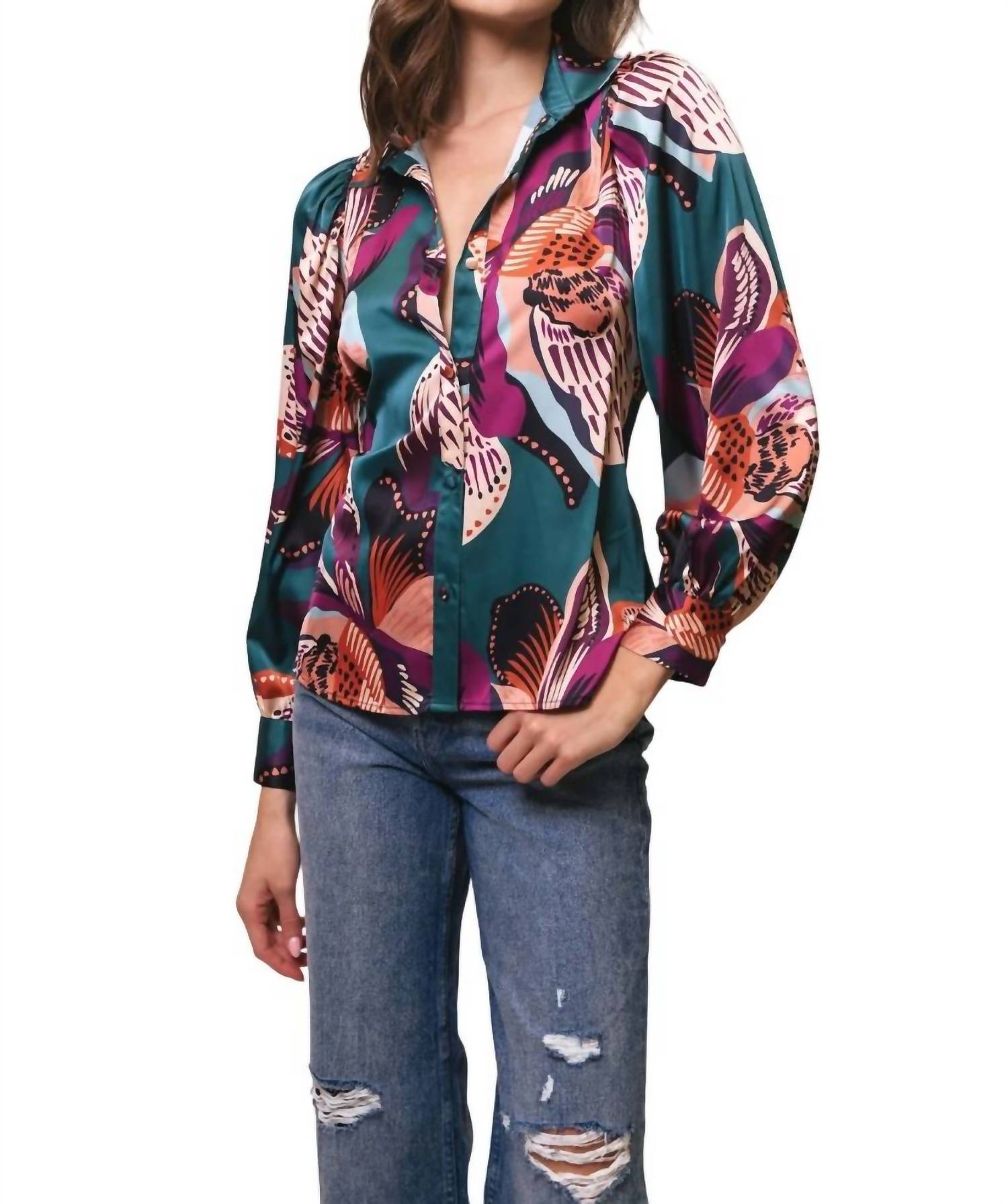 Блуза Kaylen в цвете Teal Jungle Floral Hutch
Блуза Kaylen в цвете Teal Jungle Floral Hutch