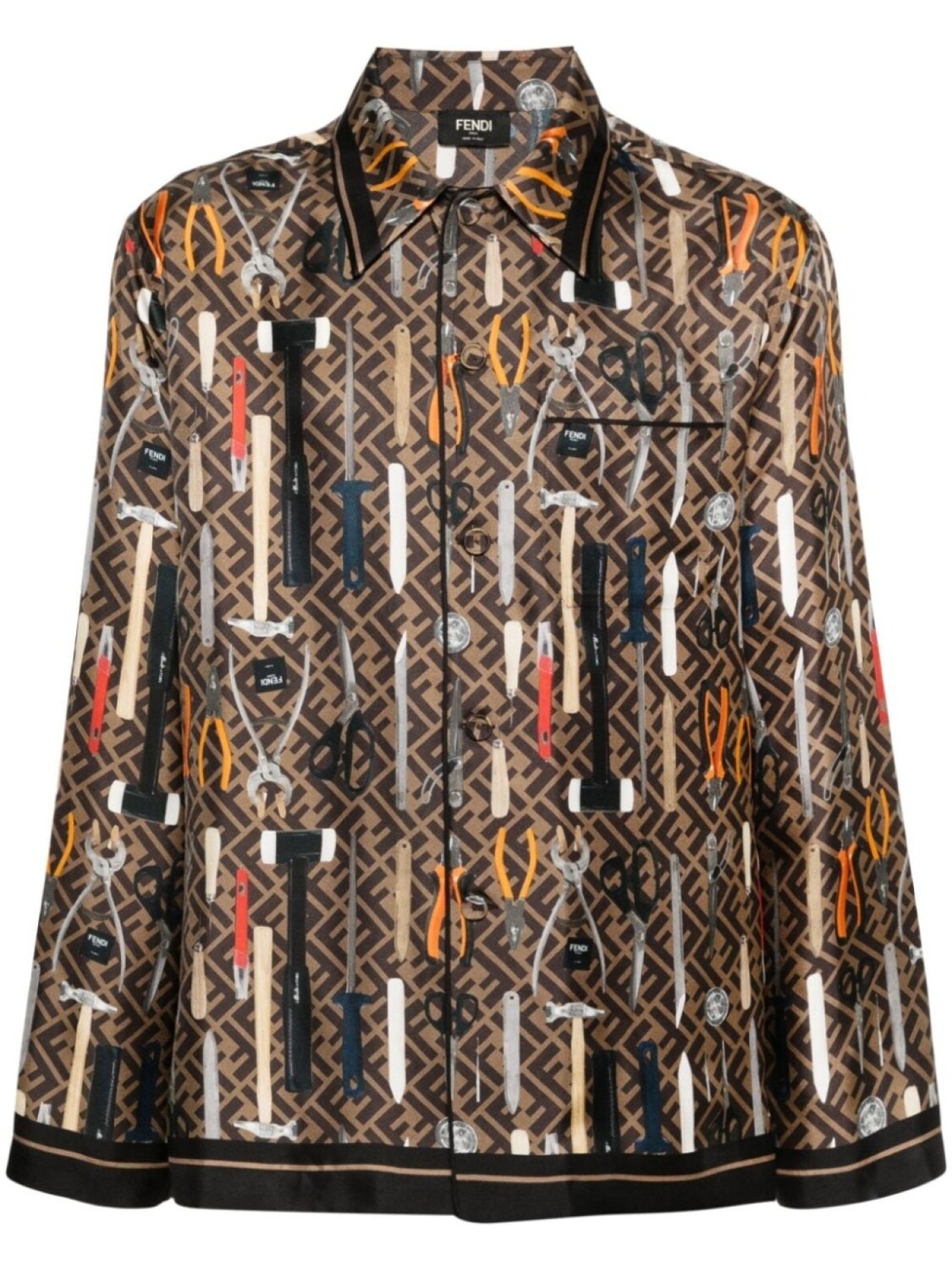 Шелковая рубашка с графичным принтом FENDI, коричневый
Шелковая рубашка с графичным принтом FENDI, коричневый