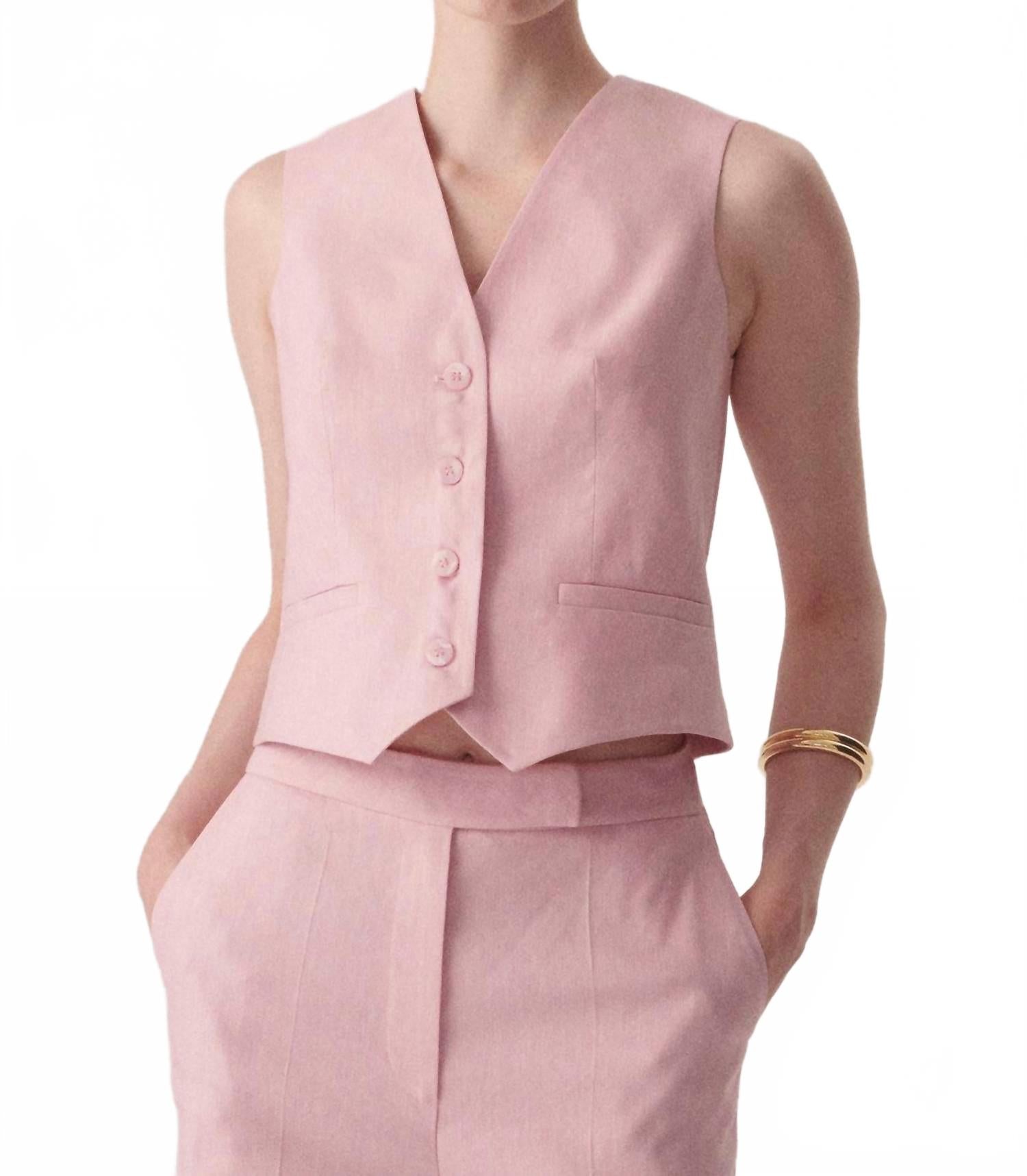 EXQUISE Льняной жилет приталенного кроя, нежно-розового цвета
EXQUISE Льняной жилет приталенного кроя, нежно-розового цвета