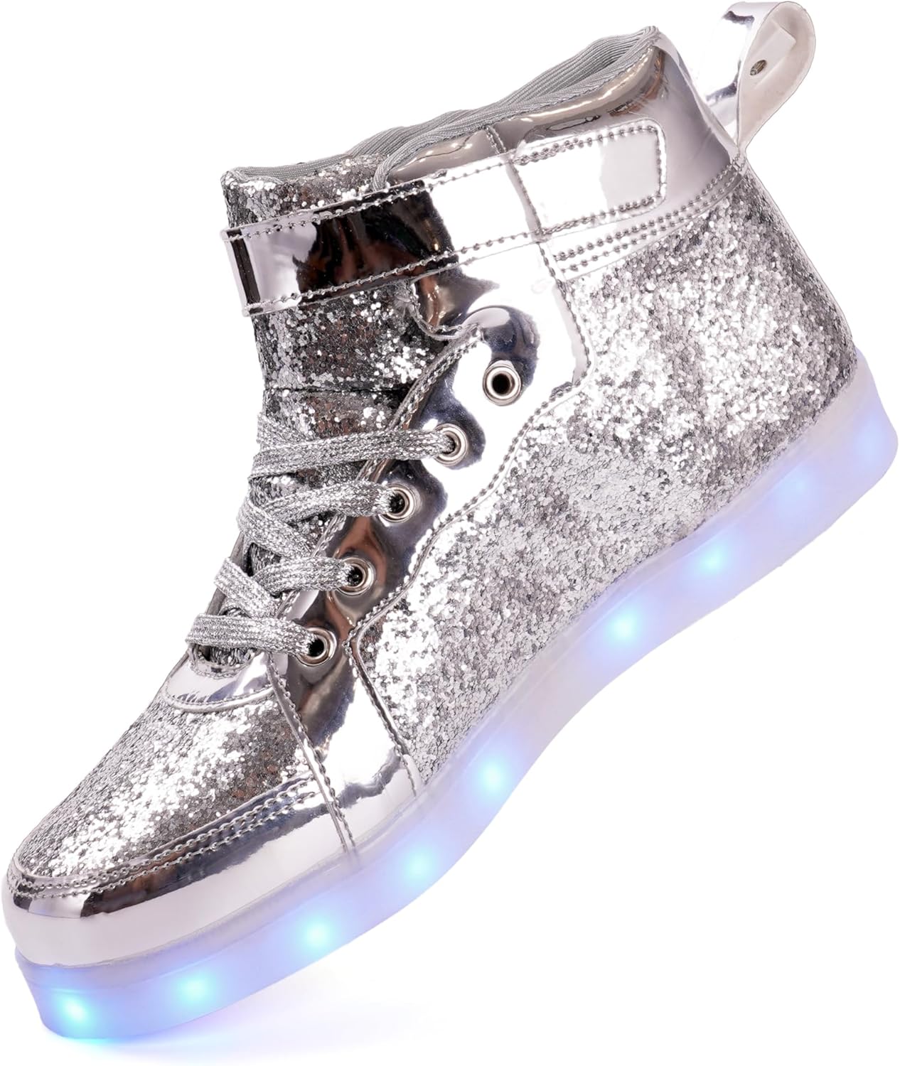 Светящиеся кроссовки с глиттером на шнурках для мужчин и женщин, мигающие танцевальные туфли для Хэллоуина, Рождественской вечеринки с USB-зарядкой Pyyiqi, серебро
Светящиеся кроссовки с глиттером на шнурках для мужчин и женщин, мигающие танцевальные туфли для Хэллоуина, Рождественской вечеринки с USB-зарядкой Pyyiqi, серебро