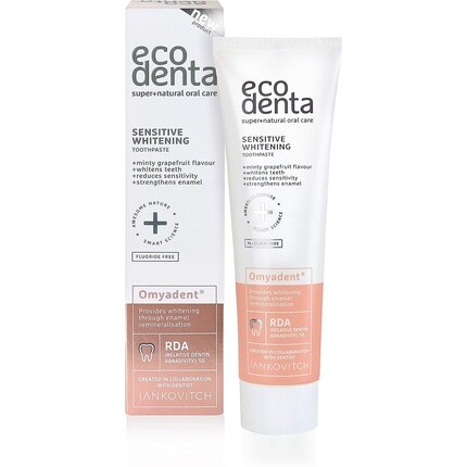 Зубная паста для отбеливания чувствительных зубов без фтора, 100 мл, Ecodenta
Зубная паста для отбеливания чувствительных зубов без фтора, 100 мл, Ecodenta