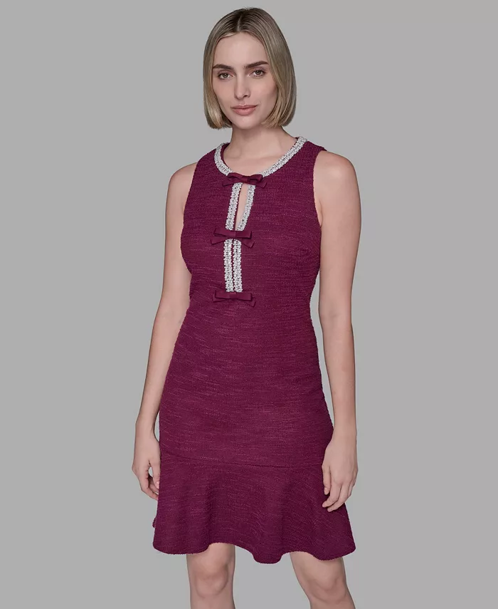 Женское декорированное трикотажное твидовое платье А-силуэта KARL LAGERFELD PARIS, фиолетовый
Женское декорированное трикотажное твидовое платье А-силуэта KARL LAGERFELD PARIS, фиолетовый