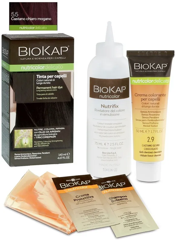 Краска для волос Biokap Nutricolor Delicato 5.50 Коричневый махагони
Краска для волос Biokap Nutricolor Delicato 5.50 Коричневый махагони