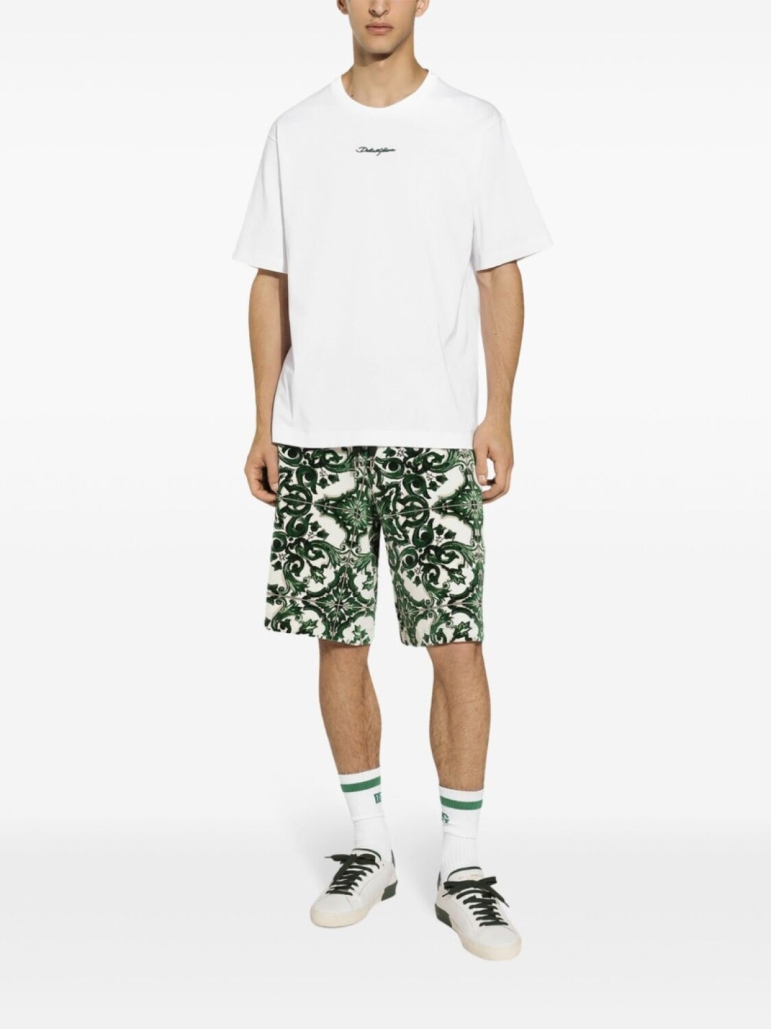 Dolce & Gabbana спортивные шорты с кулиской и принтом Majolica, зеленый
Dolce & Gabbana спортивные шорты с кулиской и принтом Majolica, зеленый