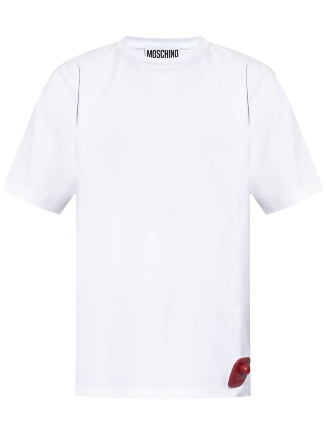 Moschino хлопковая футболка с аппликацией логотипа, белый 
Moschino хлопковая футболка с аппликацией логотипа, белый