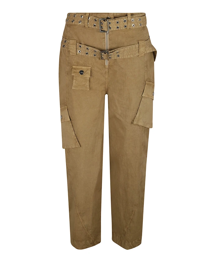Брюки из эластичного хлопка с карманами Ganni, бежевый
Брюки из эластичного хлопка с карманами Ganni, бежевый