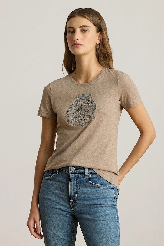 Хлопковая футболка Lauren Ralph Lauren, бежевый
Хлопковая футболка Lauren Ralph Lauren, бежевый