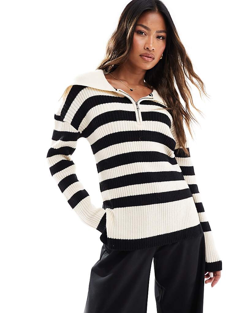 In The Style – свитер в серо-бежево-черную полоску с застежкой-молнией на шее
In The Style – свитер в серо-бежево-черную полоску с застежкой-молнией на шее