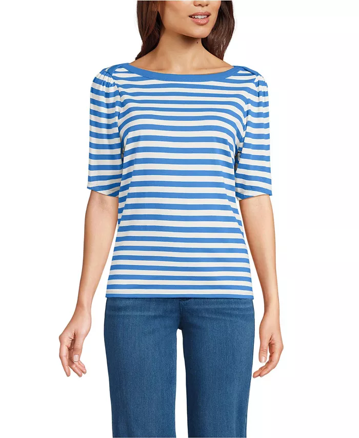 Женская футболка Supima Cotton с рукавами до локтя и вырезом-лодочкой Lands' End, синий
Женская футболка Supima Cotton с рукавами до локтя и вырезом-лодочкой Lands' End, синий