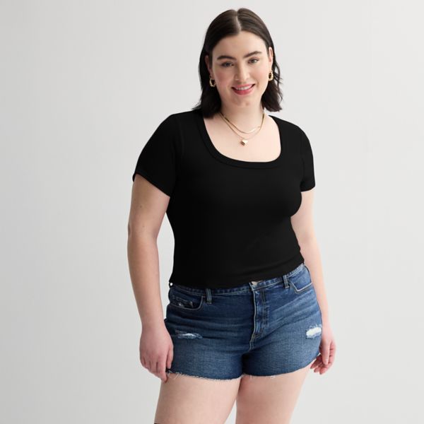 Детский укороченный топ с квадратным вырезом и рубчиком больших размеров So, черный
Детский укороченный топ с квадратным вырезом и рубчиком больших размеров So, черный