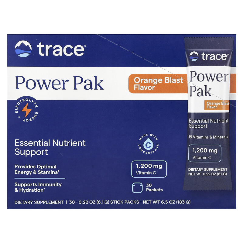 Trace, Power Pak, Orange Blast, 30 пакетиков в стиках по 6,1 г (0,22 унции)
Trace, Power Pak, Orange Blast, 30 пакетиков в стиках по 6,1 г (0,22 унции)