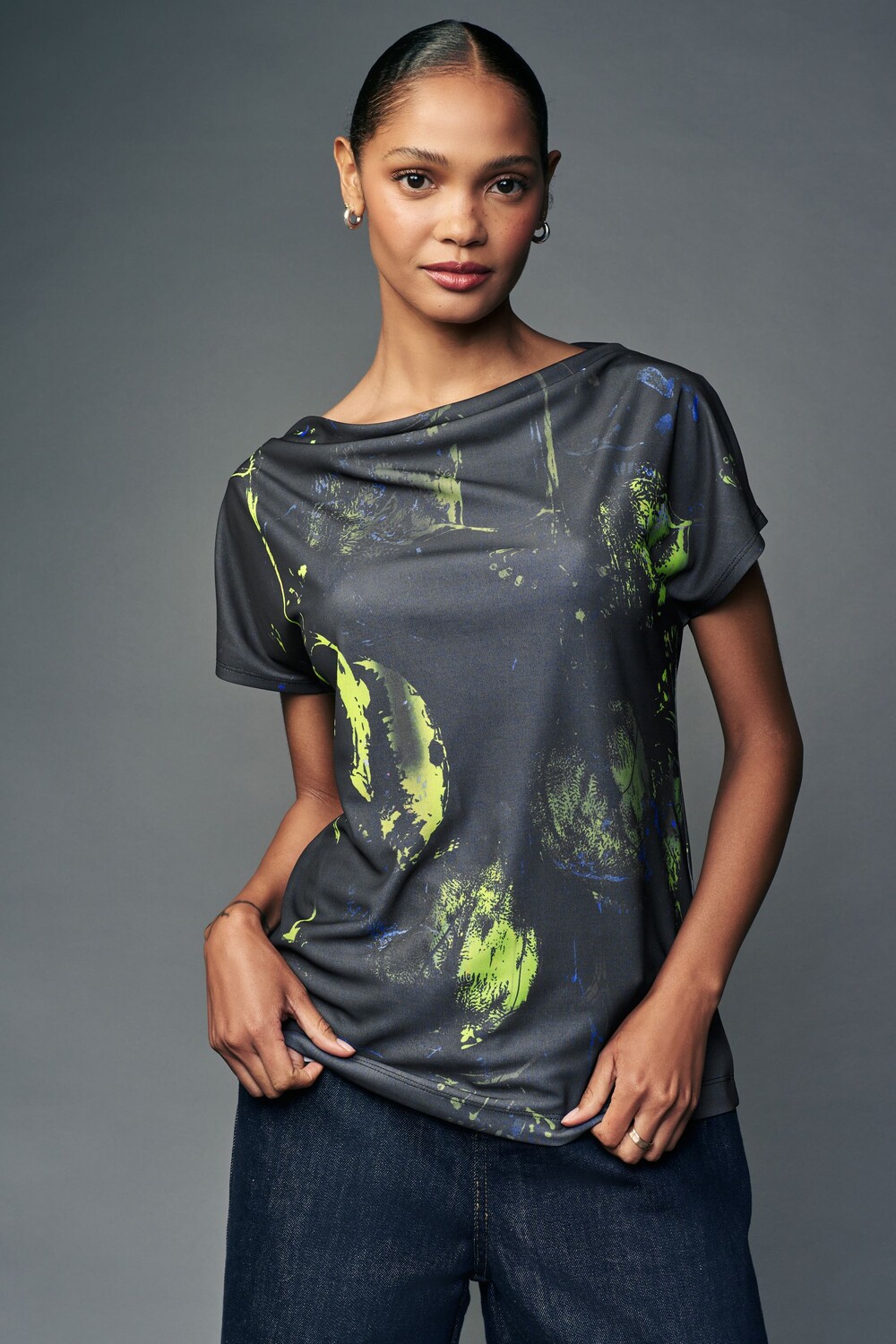 Топ с короткими рукавами и воротником хомутиком Next, синий
Топ с короткими рукавами и воротником хомутиком Next, синий