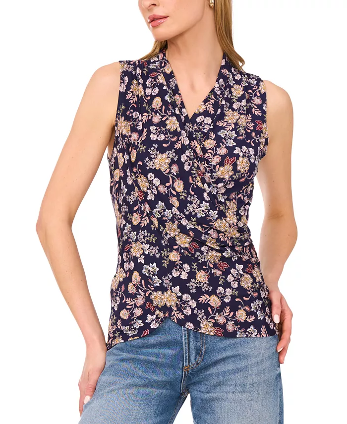 Женский топ без рукавов с запахом и цветочным принтом Vince Camuto, синий
Женский топ без рукавов с запахом и цветочным принтом Vince Camuto, синий