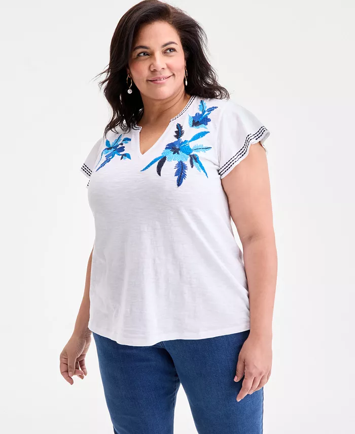 Топ больших размеров с принтом и рукавами-крылышками Style & Co, белый
Топ больших размеров с принтом и рукавами-крылышками Style & Co, белый