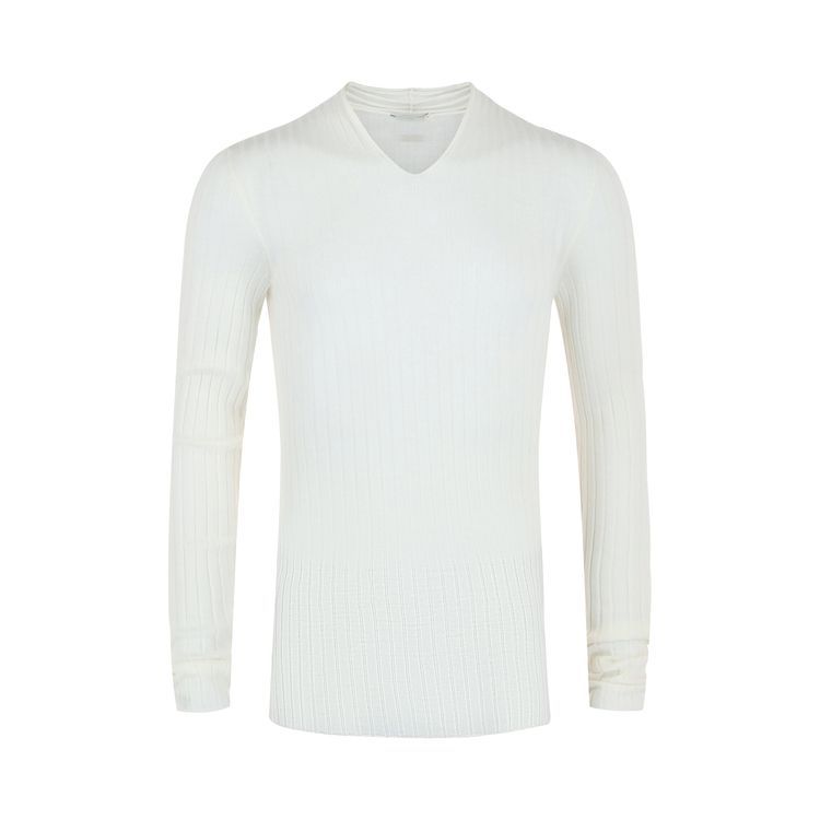 Вязаный свитер Ferragamo с V-образным вырезом, белый
Вязаный свитер Ferragamo с V-образным вырезом, белый