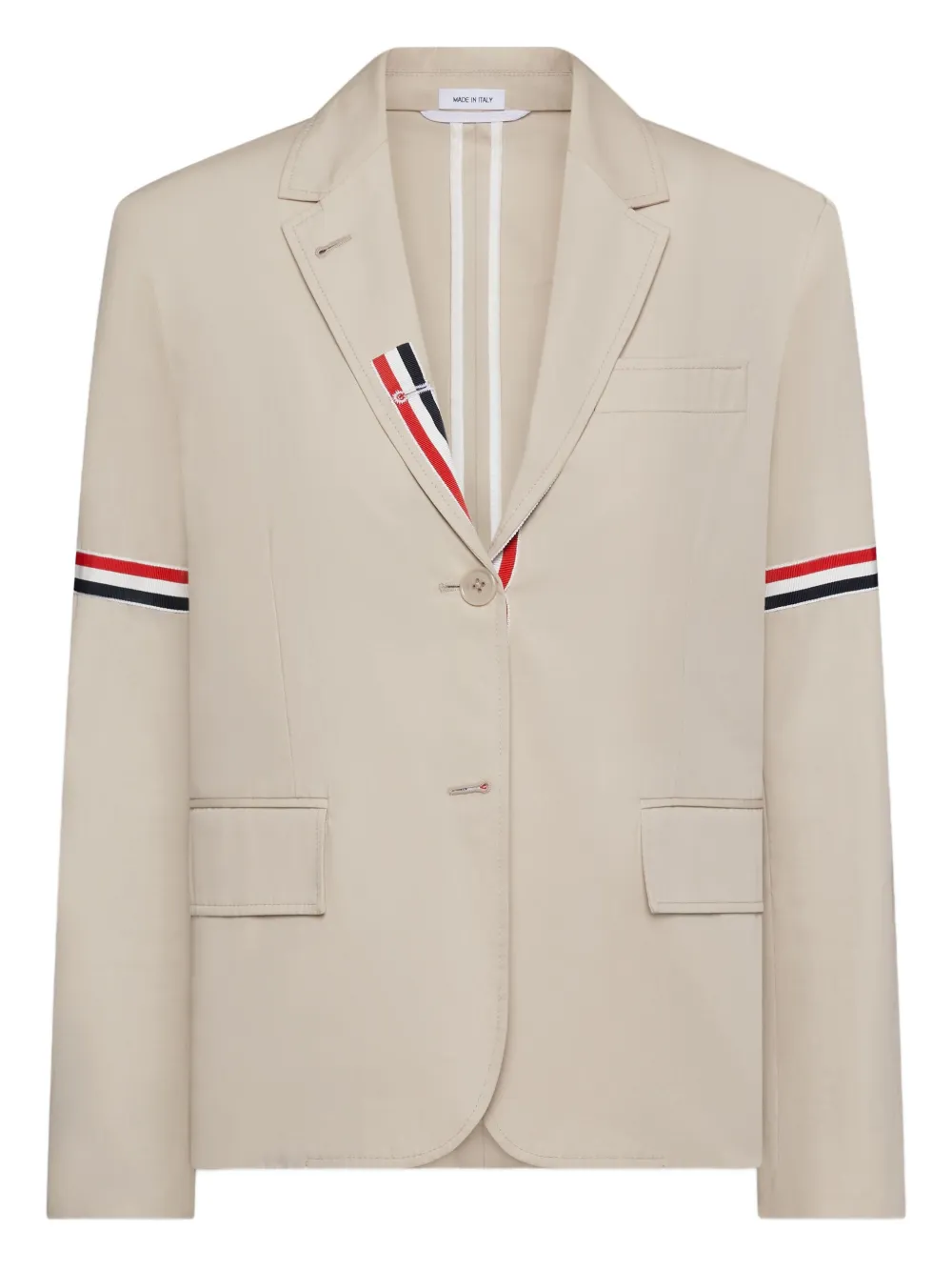 Блейзер с отделкой в полоску Thom Browne, бежевый
Блейзер с отделкой в полоску Thom Browne, бежевый