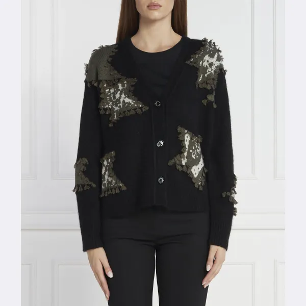 Кардиган свободного кроя с добавлением шерсти Marc Cain, черный
Кардиган свободного кроя с добавлением шерсти Marc Cain, черный