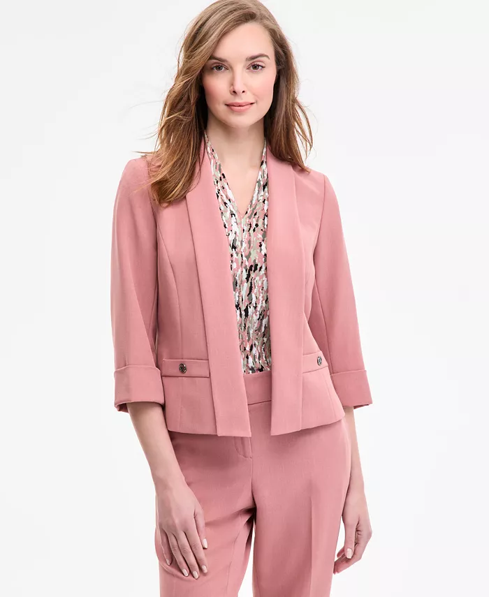 Женский жакет с шалью и рукавом 3/4, Regular & Petite Kasper, розовый 
Женский жакет с шалью и рукавом 3/4, Regular & Petite Kasper, розовый