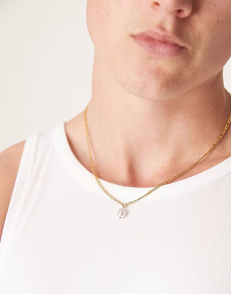 Водонепроницаемое ожерелье с подвеской из искусственного жемчуга из нержавеющей стали в золоте Asos Design
Водонепроницаемое ожерелье с подвеской из искусственного жемчуга из нержавеющей стали в золоте Asos Design