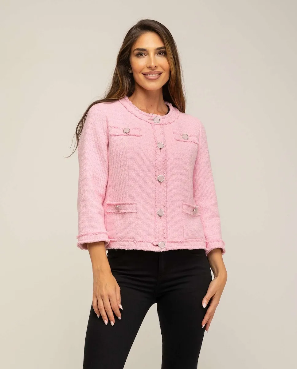Женский жакет в стиле Chanel с тесьмой Fsh, розовый
Женский жакет в стиле Chanel с тесьмой Fsh, розовый