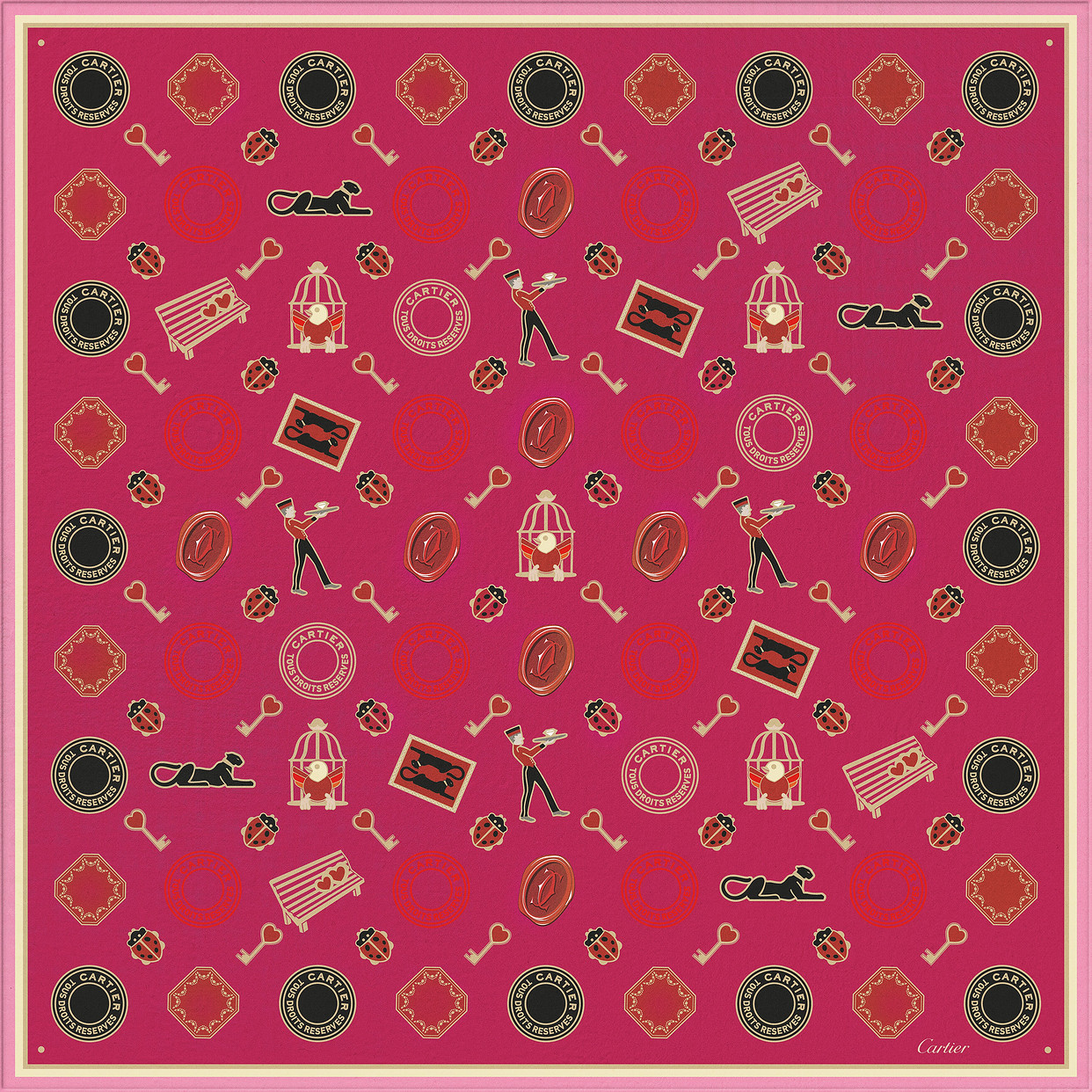 Женский платок Cartier Carré 90, Diabolo de Cartier, шелковый твил цвета фуксии
Женский платок Cartier Carré 90, Diabolo de Cartier, шелковый твил цвета фуксии