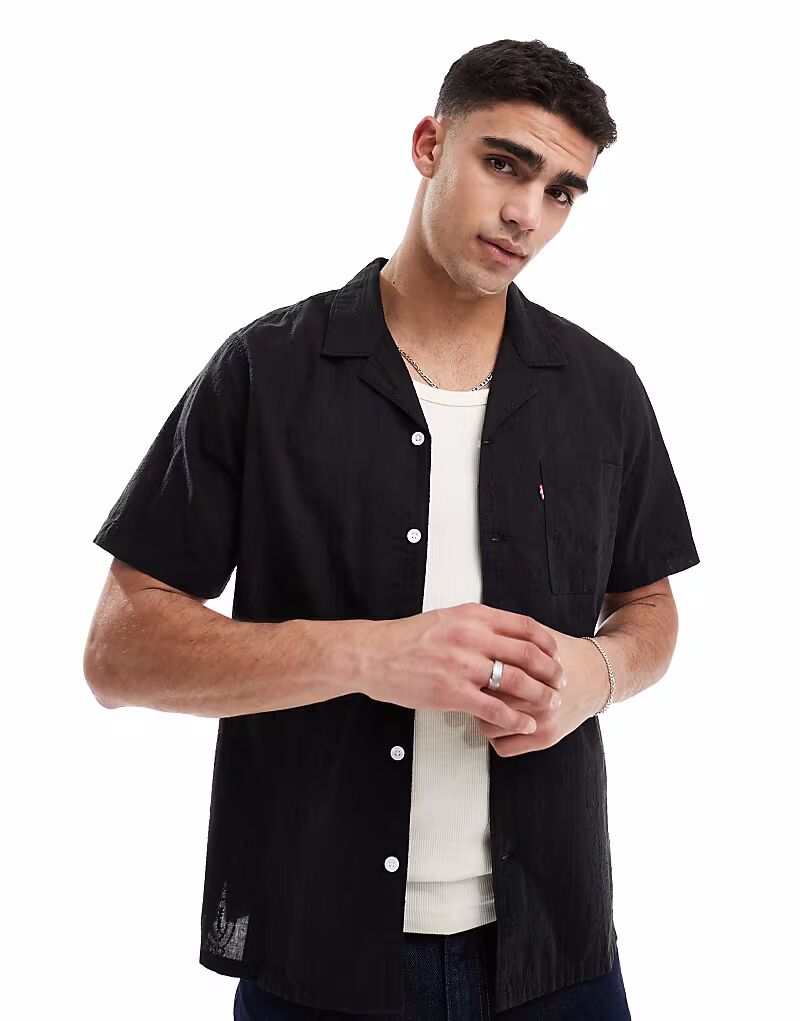 Рубашка Levi's The Sunset Camp с короткими рукавами и воротником-стойкой в газовую полоску, черная
Рубашка Levi's The Sunset Camp с короткими рукавами и воротником-стойкой в газовую полоску, черная