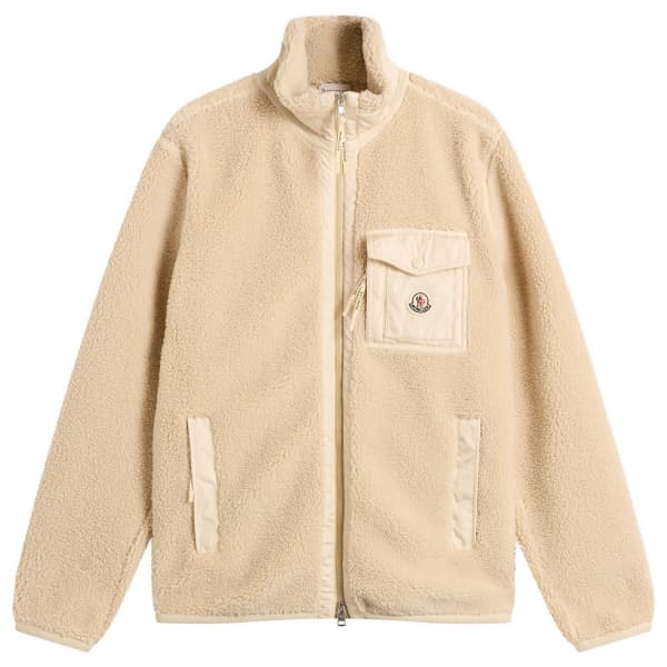 Флисовый кардиган на молнии Moncler, бежевый 
Флисовый кардиган на молнии Moncler, бежевый