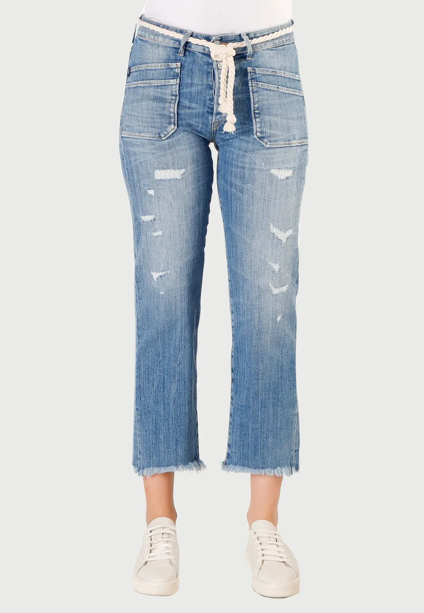 Брюки Le Temps Des Cerises 7/8 "PRICILIA", в модном подержанном стиле, синий 
Брюки Le Temps Des Cerises 7/8 "PRICILIA", в модном подержанном стиле, синий