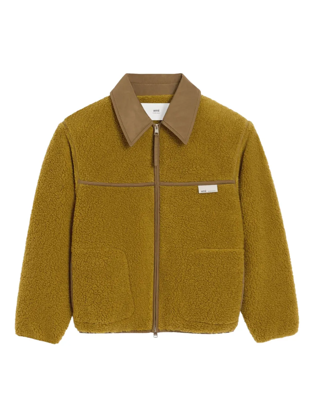 Флисовая куртка на молнии AMI Paris, зеленый 
Флисовая куртка на молнии AMI Paris, зеленый