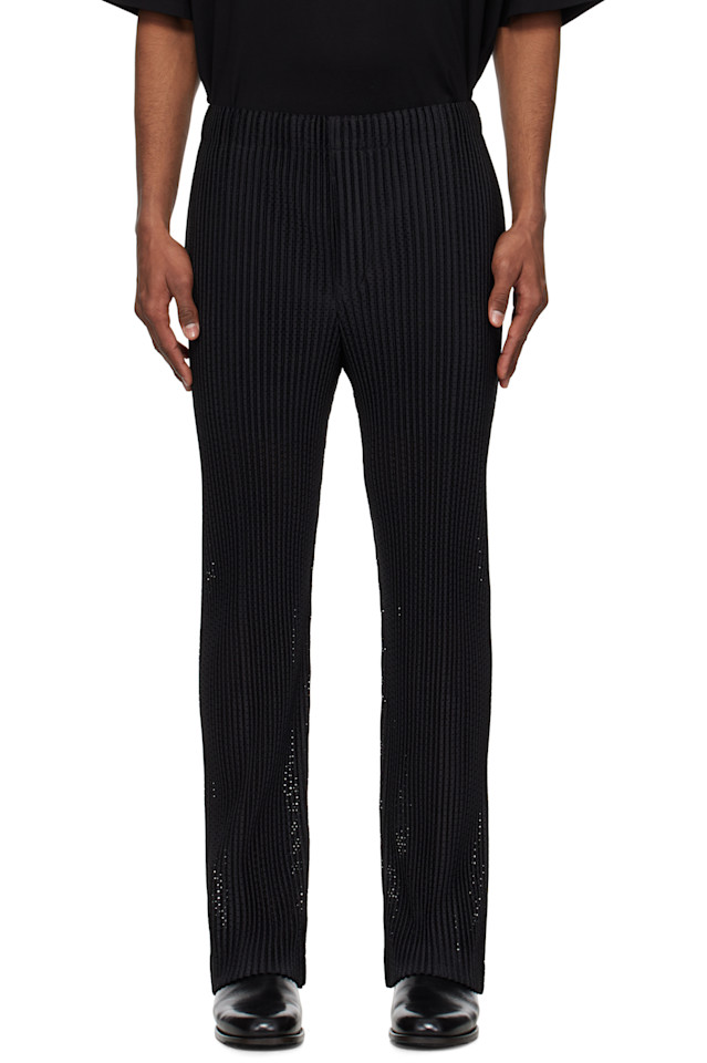 Брюки с сетчатыми вставками Homme Plissé Issey Miyake, черный 
Брюки с сетчатыми вставками Homme Plissé Issey Miyake, черный