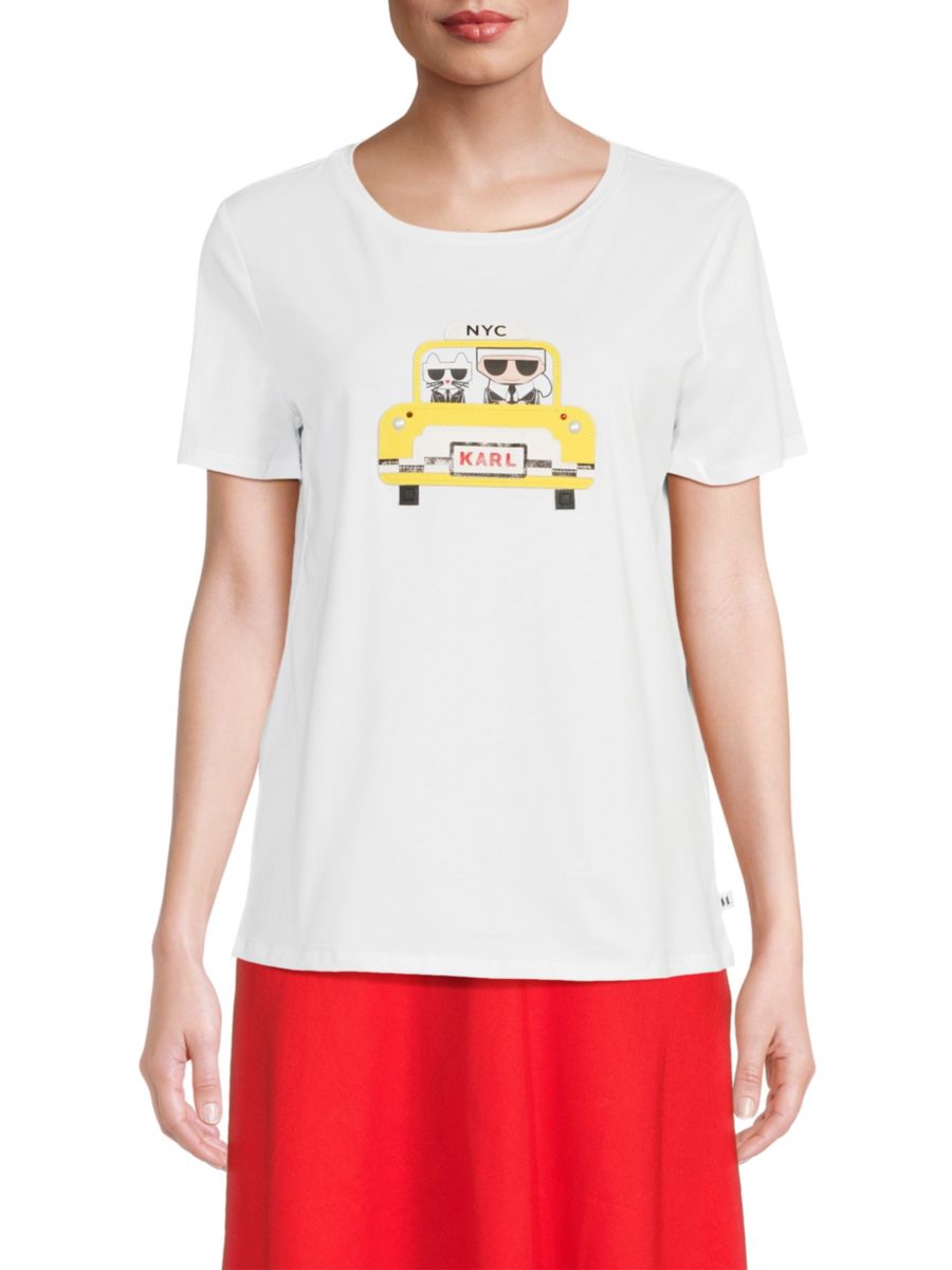 Футболка с графическим логотипом Karl Lagerfeld Paris, белый 
Футболка с графическим логотипом Karl Lagerfeld Paris, белый