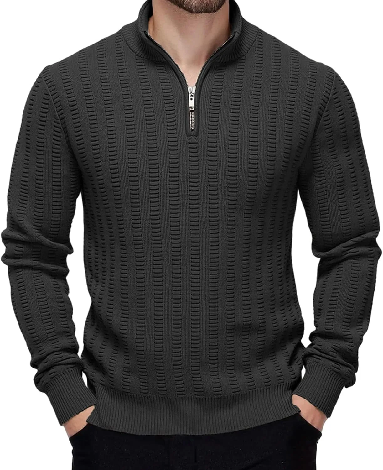 Мужской свитер с воротником стойкой и застежкой на четверть, легкий, свободного кроя
Мужской свитер с воротником стойкой и застежкой на четверть, легкий, свободного кроя
