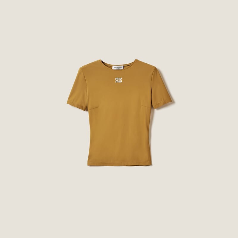 Топ из эластичного джерси Miu Miu, зеленый
Топ из эластичного джерси Miu Miu, зеленый