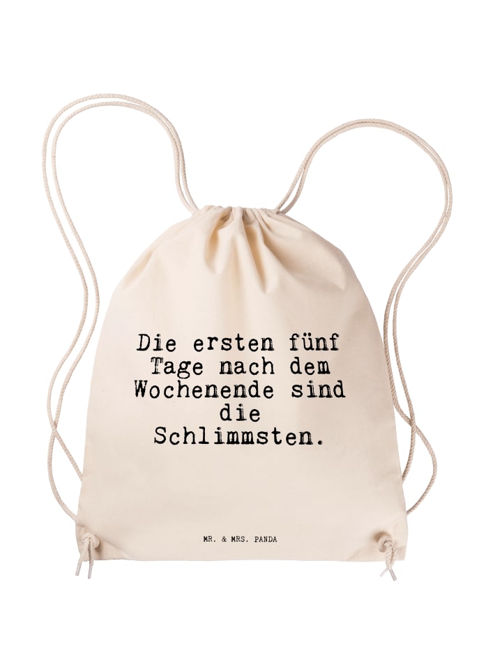 Спортивная сумка Первые пять дней... с надписью в кремовом цвете Mr. & Mrs. Panda
Спортивная сумка Первые пять дней... с надписью в кремовом цвете Mr. & Mrs. Panda
