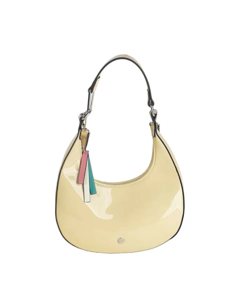 Женская маленькая сумка через плечо из лакированной кожи Volum, кремовый 
Женская маленькая сумка через плечо из лакированной кожи Volum, кремовый