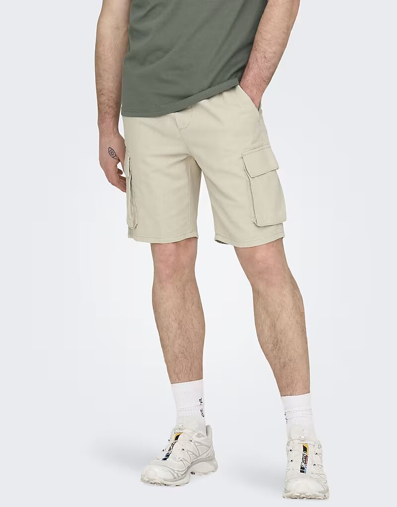 Шорты карго ONLY & SONS с серебристой подкладкой
Шорты карго ONLY & SONS с серебристой подкладкой