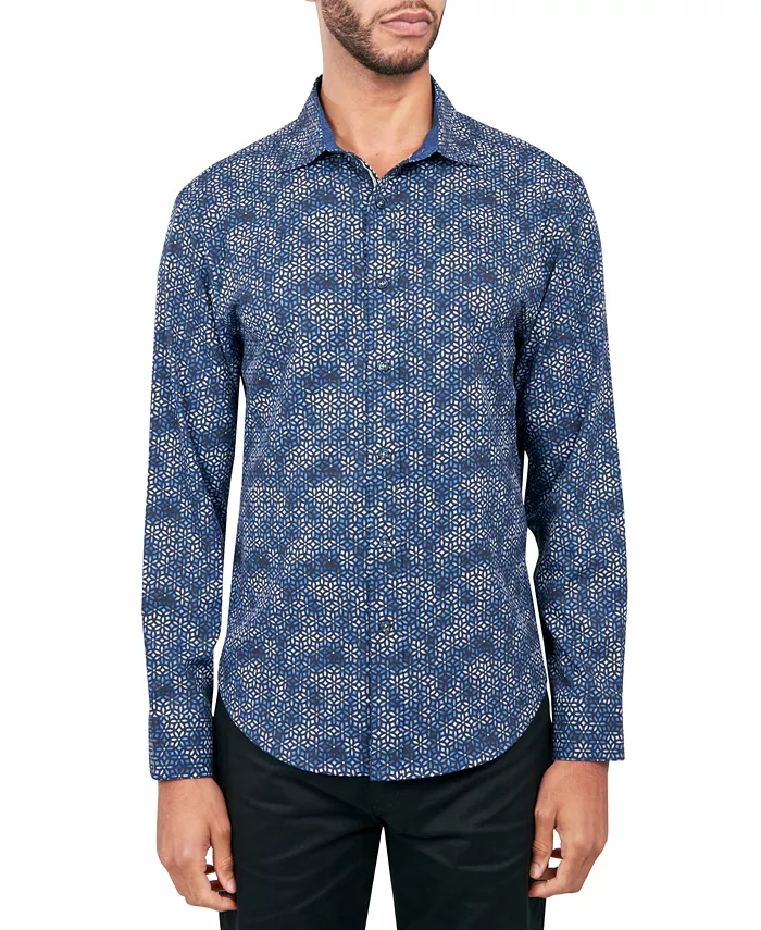 Мужская классическая рубашка с геометрическим принтом, не требующая глажки, из эластичной ткани для комфорта Society of Threads, синий
Мужская классическая рубашка с геометрическим принтом, не требующая глажки, из эластичной ткани для комфорта Society of Threads, синий