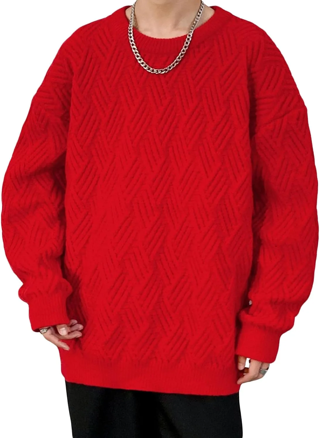 Мужской свитер с косой вязкой, джерси, длинный рукав
Мужской свитер с косой вязкой, джерси, длинный рукав