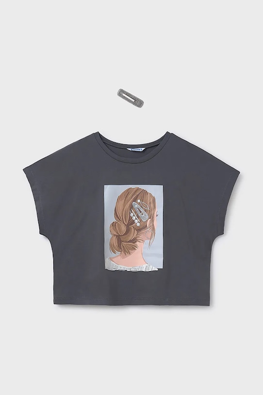 Детская хлопковая футболка Mayoral, серый 
Детская хлопковая футболка Mayoral, серый