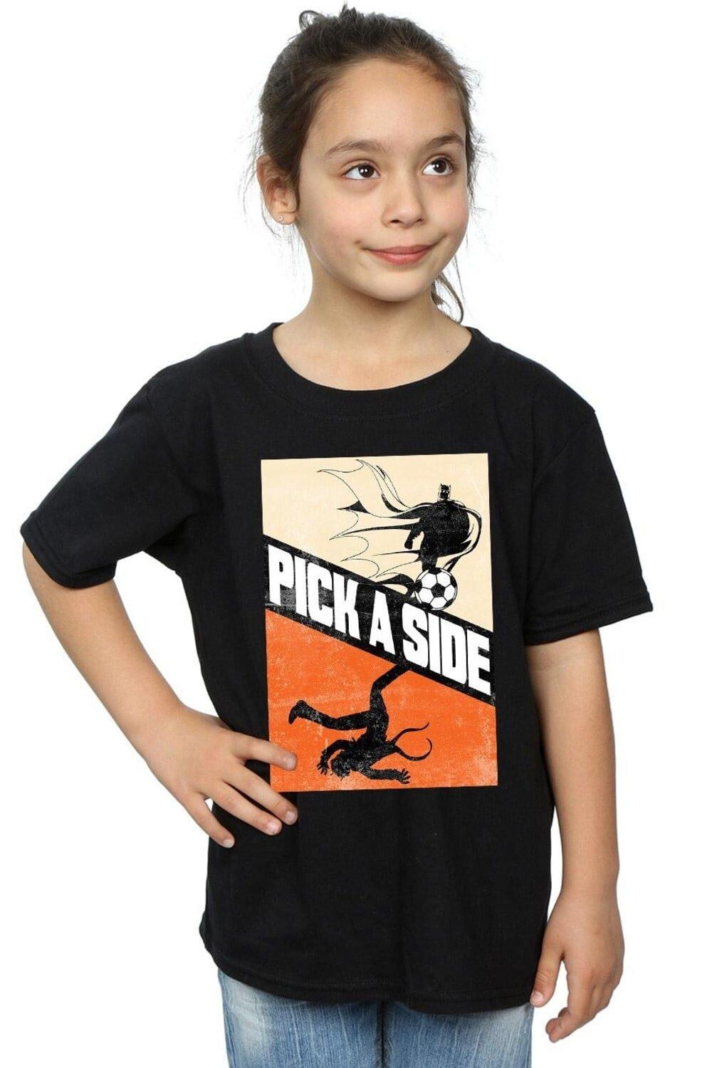 Хлопковая футболка Batman Football Pick A Side DC Comics, черный 
Хлопковая футболка Batman Football Pick A Side DC Comics, черный