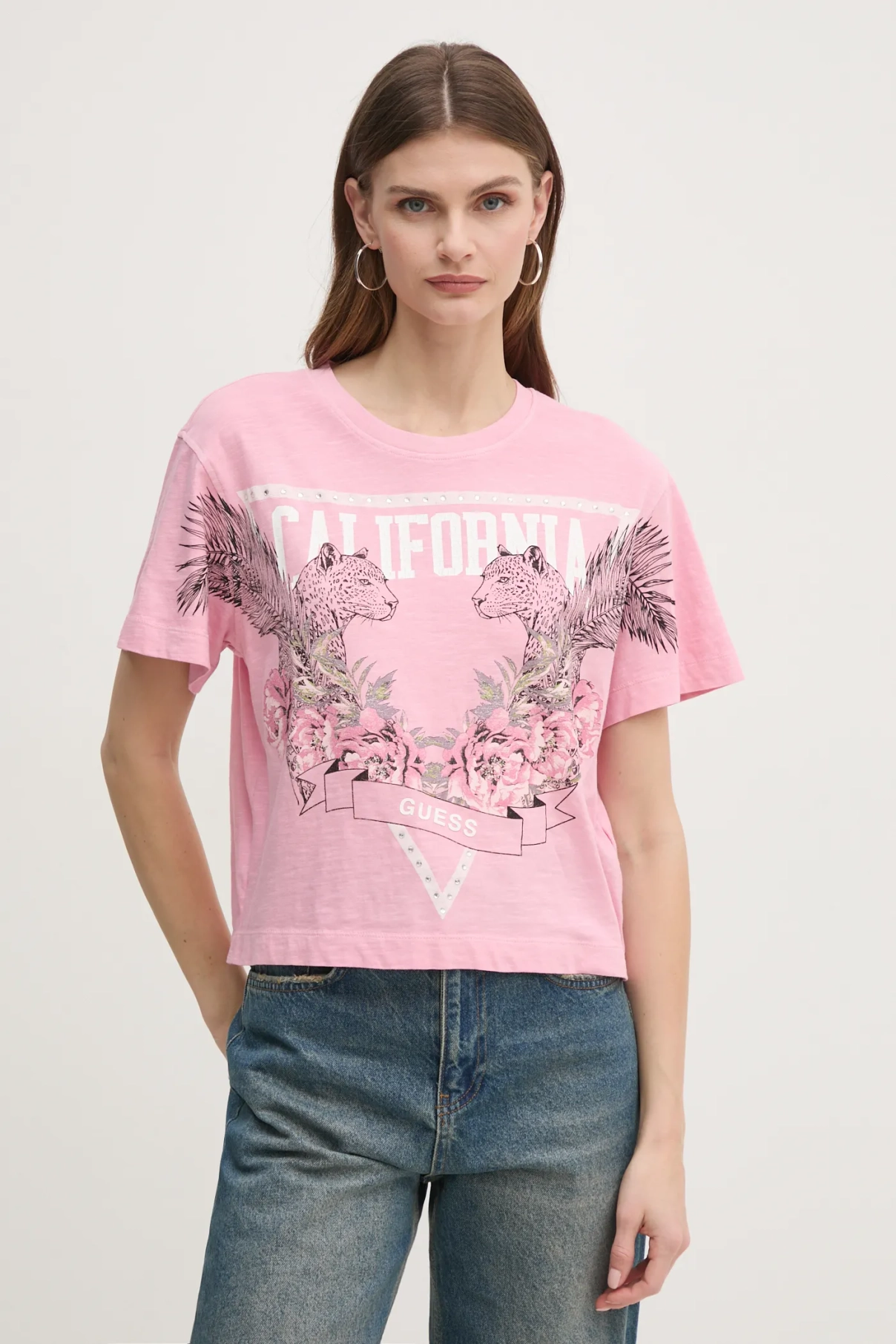 Хлопковая футболка Guess, розовый
Хлопковая футболка Guess, розовый