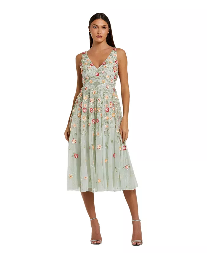 Женское платье миди с глубоким V-образным вырезом и вышивкой Mac Duggal, зеленый
Женское платье миди с глубоким V-образным вырезом и вышивкой Mac Duggal, зеленый