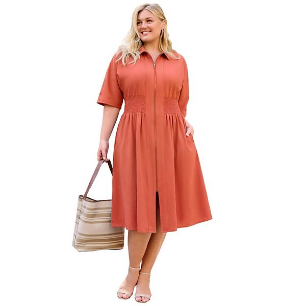 Женское платье plus size со сборками и молнией спереди Avenue, Burnt Orange
Женское платье plus size со сборками и молнией спереди Avenue, Burnt Orange